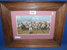 An oak framed 19th century Print of the ''Charge of The Scots Greys at Waterloo'' by Lady Butler.