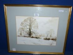 A Howe Bennett Watercolour titled 'January Snow', signed verso.