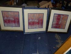 Three framed and mounted abstract Prints, no visible signatures.