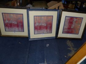 Three framed and mounted abstract Prints, no visible signatures.