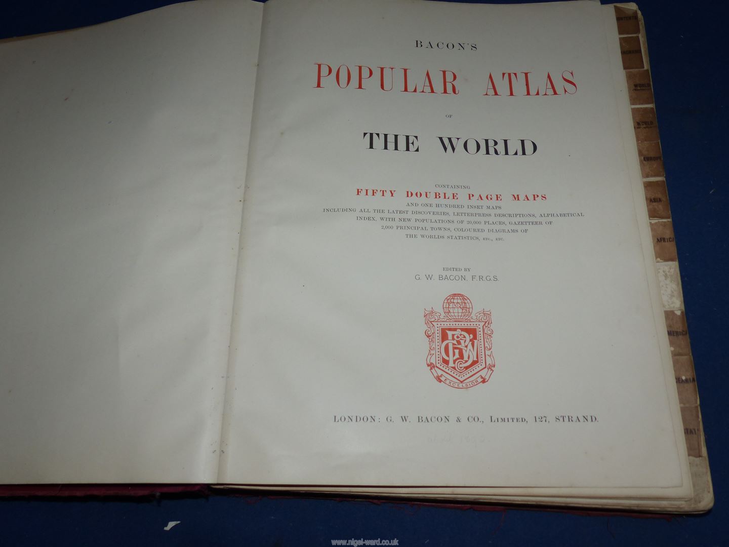 Bacon's Popular Atlas of The World. - Image 2 of 4