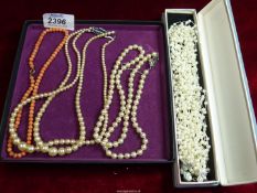 A Hong Kong multi-strand simulated pearl necklace,