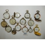 Fourteen various pocket watches/cases,