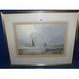 A framed and mounted Watercolour depicting Thames barges, signed lower right Ashton Cannell,