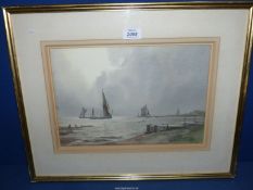 A framed and mounted Watercolour depicting Thames barges, signed lower right Ashton Cannell,