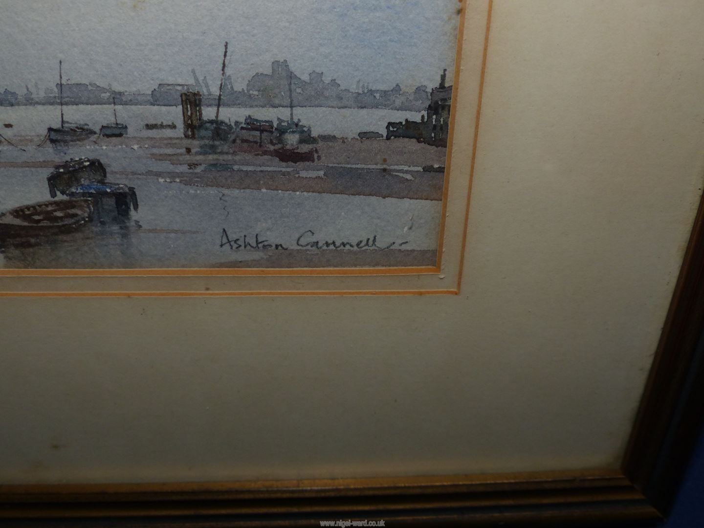 A framed and mounted Watercolour depicting a Thames view, signed Ashton Cannell, 13 1/4" x 10". - Image 2 of 2