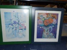 Two framed floral Prints; one signed Richard Ackerman, the other by Andrea Tana titled 'Flower Jug',