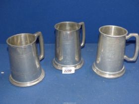 Three Pewter 1 pint tankards.