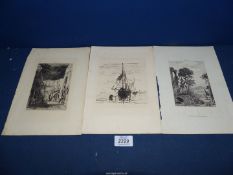 Three loose Maxime Lalanne Etchings.