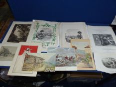 An Etching and a group of old prints.