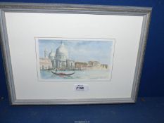 A small framed and mounted Watercolour depicting a Venetian scene,