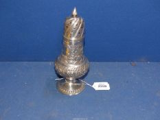 A large Silver sugar Sifter with embossed decoration, London 1902/03, 8 1/2" tall, 237g.