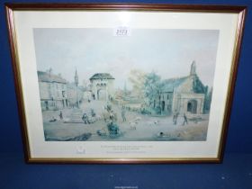 A framed Print titled "The Monnow Bridge, Monmouth", circa 1930 by John Arthur Evans (1854-1936),