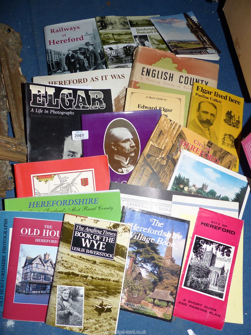 A box of books on local interest including A Short history of Hereford by W.