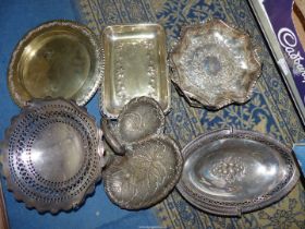 A quantity of silver plated antique serving trays/plates.