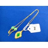 An Oriental 24ct Gold and Jade pendant on chain