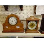 An inlaid Mahogany Edwardian mantle clock working order plus another