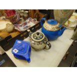 Three assorted teapots