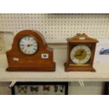 An inlaid Mahogany Edwardian mantle clock working order plus another