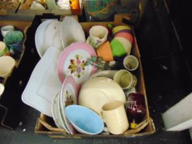 A box of odds, chinaware etc.