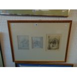 A framed and glazed triple etching