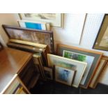 A qty of framed prints, watercolours etc.