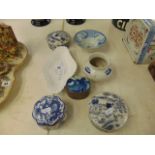 A qty of assorted blue and white pottery