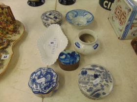 A qty of assorted blue and white pottery