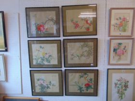 Six framed Chinese silks