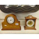 An inlaid Mahogany Edwardian mantle clock working order plus another