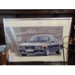 A framed limited edition BMW print