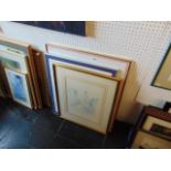 3 framed assorted prints