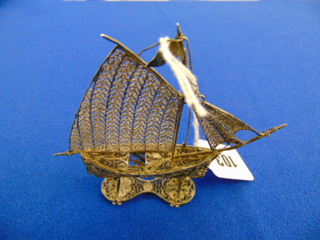 A hallmarked Silver sailing ship,