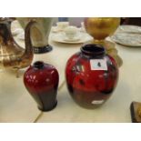 Two flambe Doulton vases