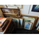 A qty of framed prints, watercolours etc.