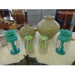 Two pairs of glass mantle lustre's