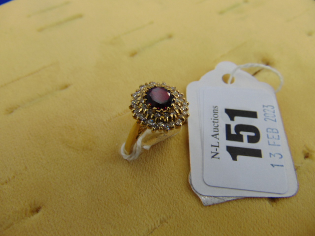 A Ruby/ Diamond 18ct Gold ring,