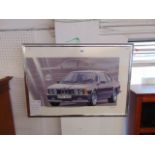A framed limited edition BMW print