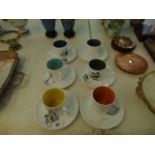 A set of six Susie Cooper coffee cups and saucers,