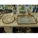 A Silver plated tray and sewing dish