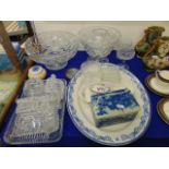 A qty of assorted china and glassware inc. blue and white china,, crystal etc.