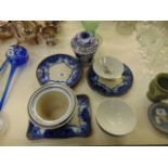A qty of porcelain blue and white plates and vases