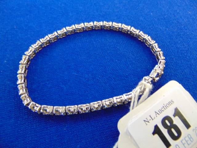 An 18ct White gold Diamond line bracelet, 140 Diamonds in total, - Image 2 of 2