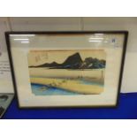 A framed and glazed Japanese print,