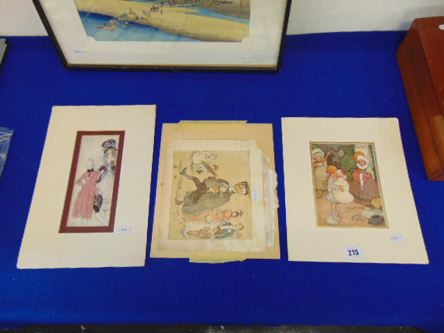 Three old unframed prints