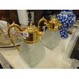 Two gilt cut glass decorative Claret jugs