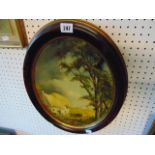 An oval oil painting,