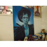 An oil painting of Keith Richards