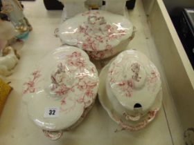 A small qty of Ridgways red and white china