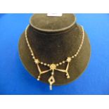 A fine Edwardian 15ct Gold Pearl set necklace,